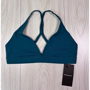 Fabletics Teal V Neck Crisscross Back Sports Bra Medium Activewear